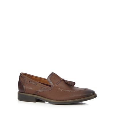 Clarks Big and tall brown leather 'garren' loafers